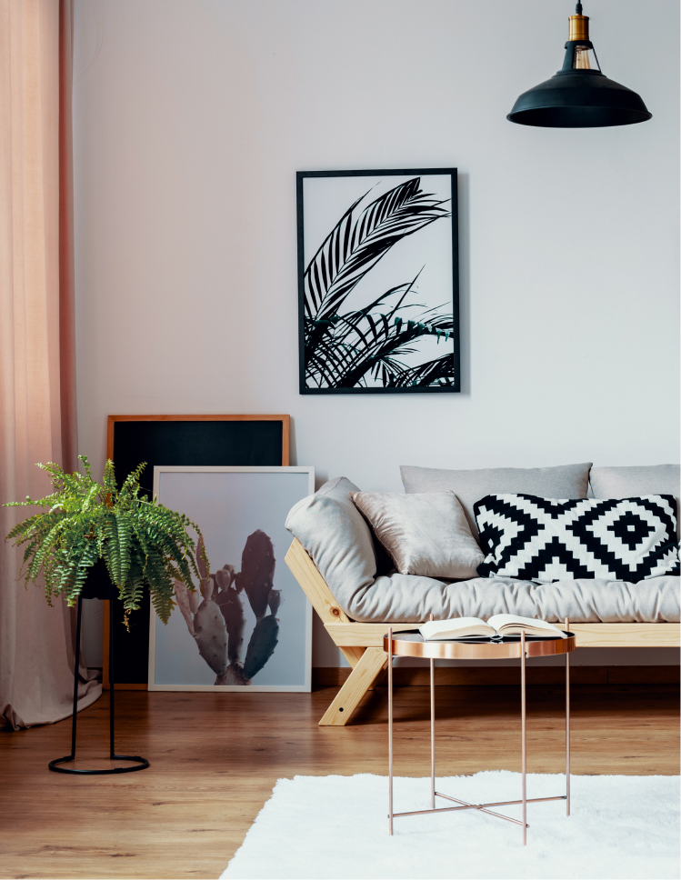 hardwood flooring in a  living room